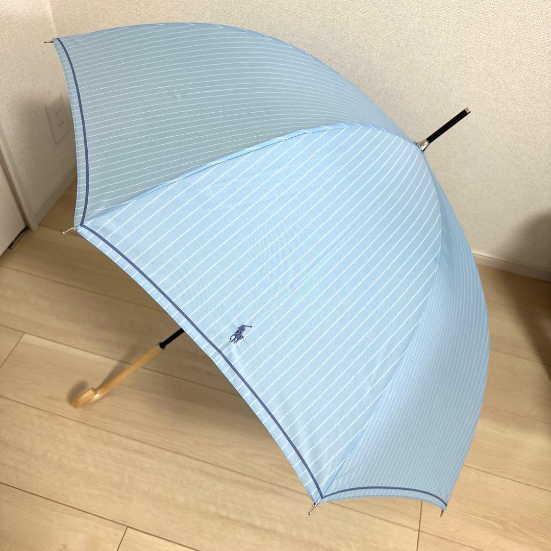 新品未使用タグ付）　ポロラルフローレン長傘　ロゴ刺繍スカイブルー60㎝