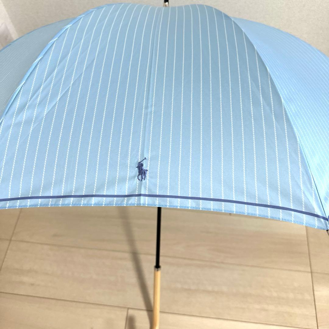 新品未使用タグ付）　ポロラルフローレン長傘　ロゴ刺繍スカイブルー60㎝