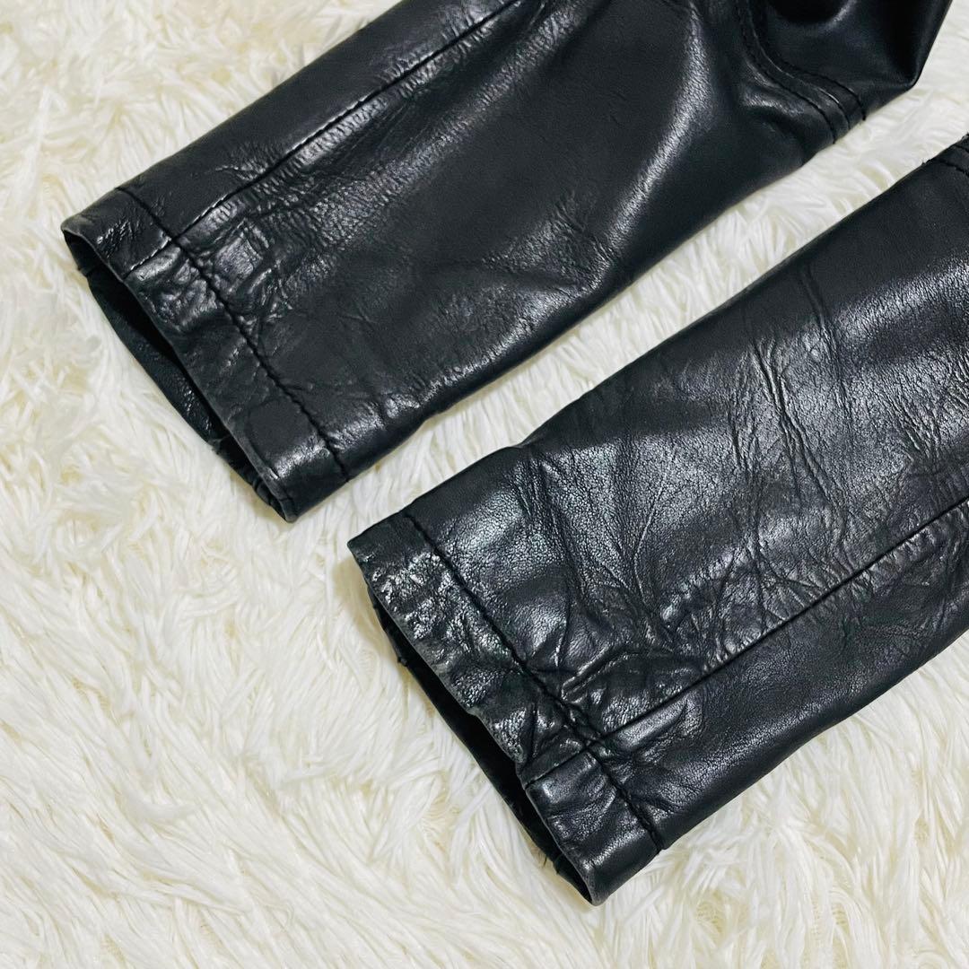 アヴィレックス　レザージャケット　シングルライダース　ラムレザー　ブラック