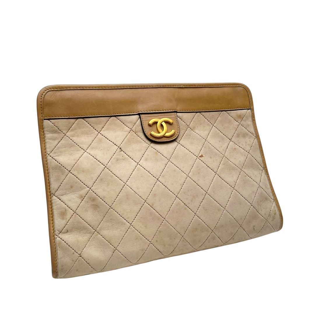 シャネル マトラッセ レザー ココマーク クラッチ セカンド ハンド バッグ