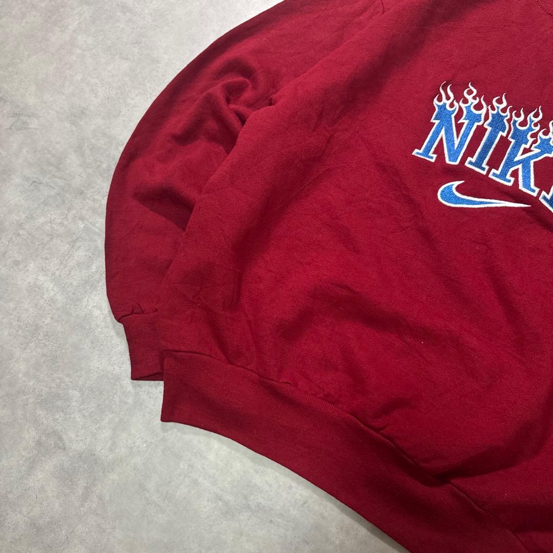 NIKE 90s スウェット トレーナー 刺繍ロゴ ファイヤーロゴ レッド L