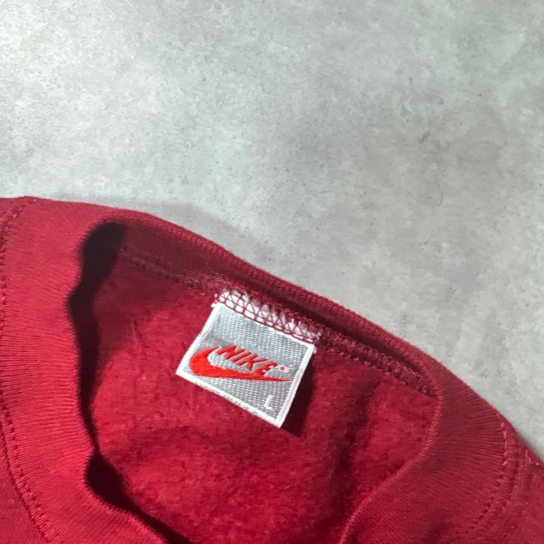 NIKE 90s スウェット トレーナー 刺繍ロゴ ファイヤーロゴ レッド L