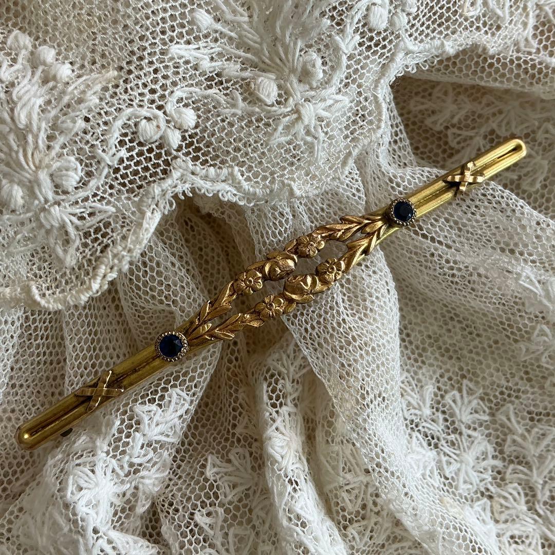 フランスアンティーク　ペンダントトップ＆ブローチ　ゴールドプレート　ビジュー