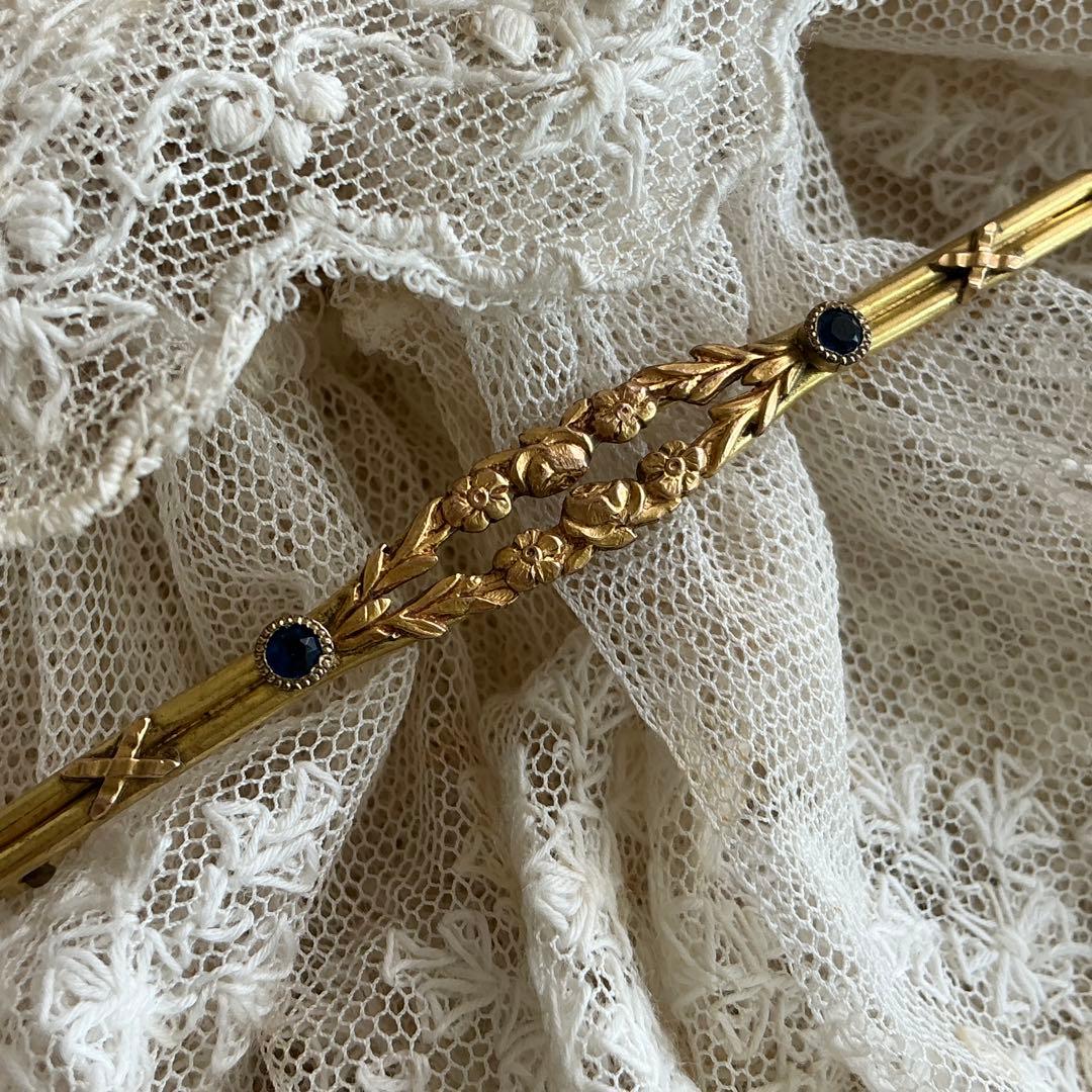 フランスアンティーク　ペンダントトップ＆ブローチ　ゴールドプレート　ビジュー