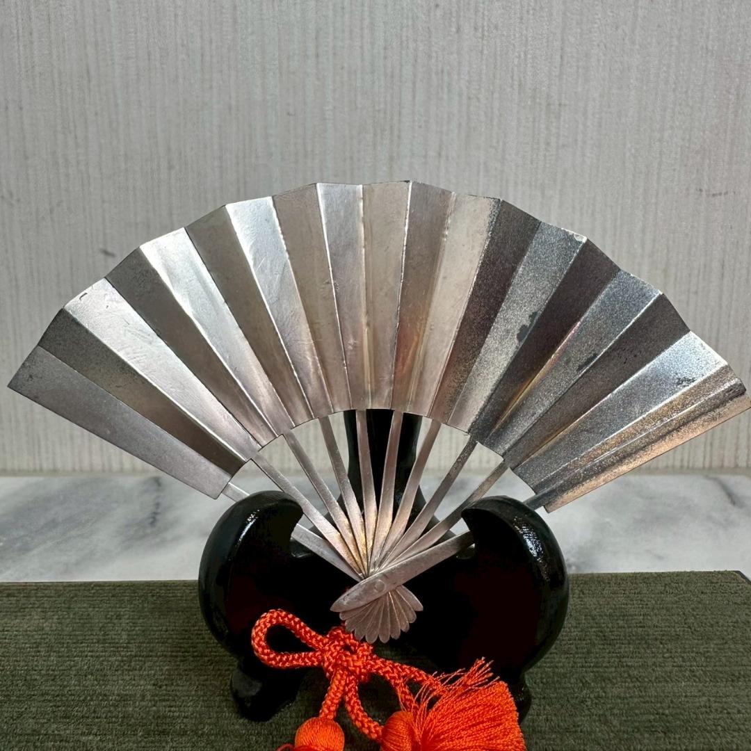 iΦ【 希少 】武比古作 純銀 扇 松竹梅 4.5号 刻印あり