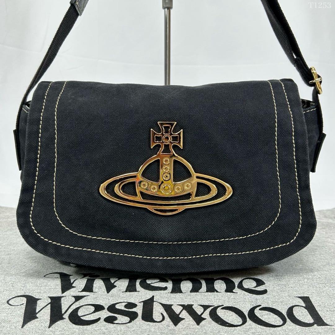 【極美品】ヴィヴィアンウエストウッド ショルダーバッグ キャンバス オーブ 黒