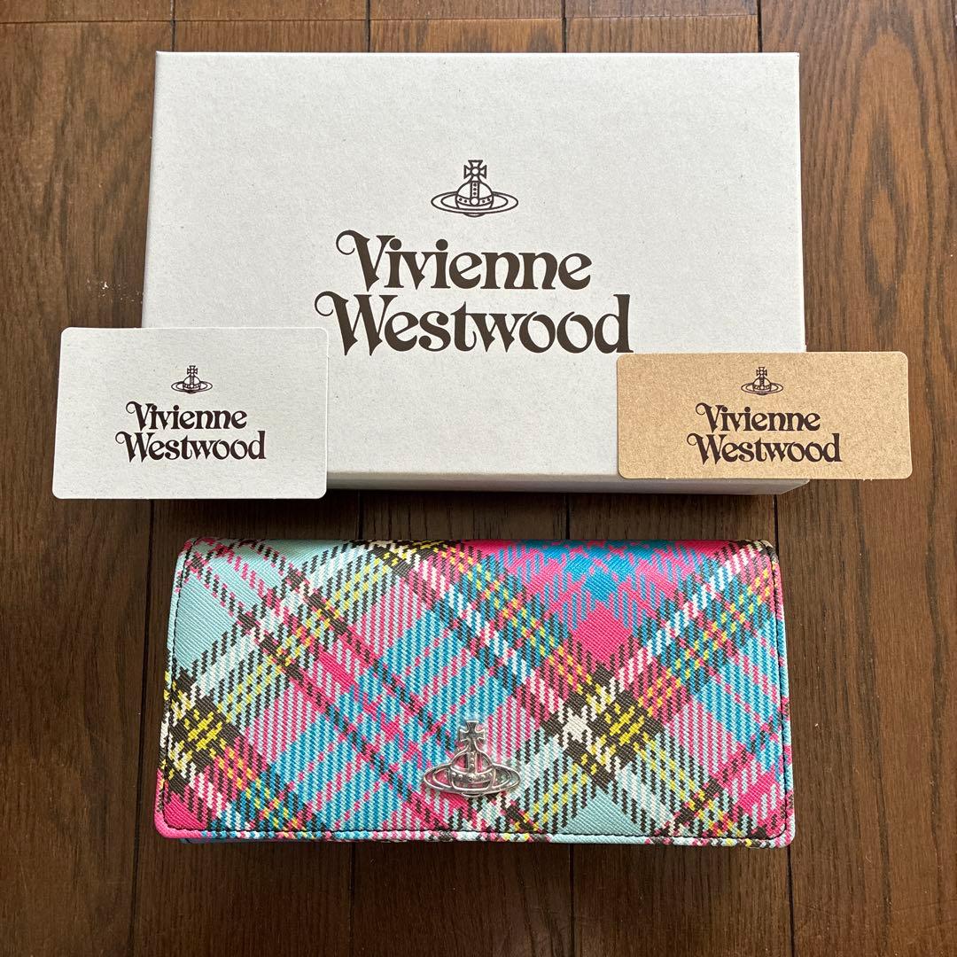 【未使用品】ヴィヴィアンウエストウッド サフィアーノ かぶせ長財布 箱付き