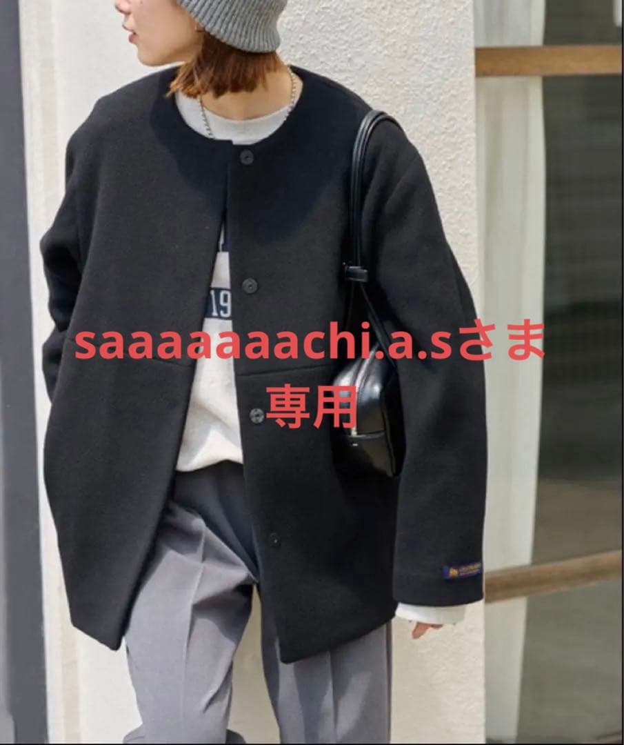 RELUME☆スーパーファインビーバークルーネックコート☆ブラック☆36