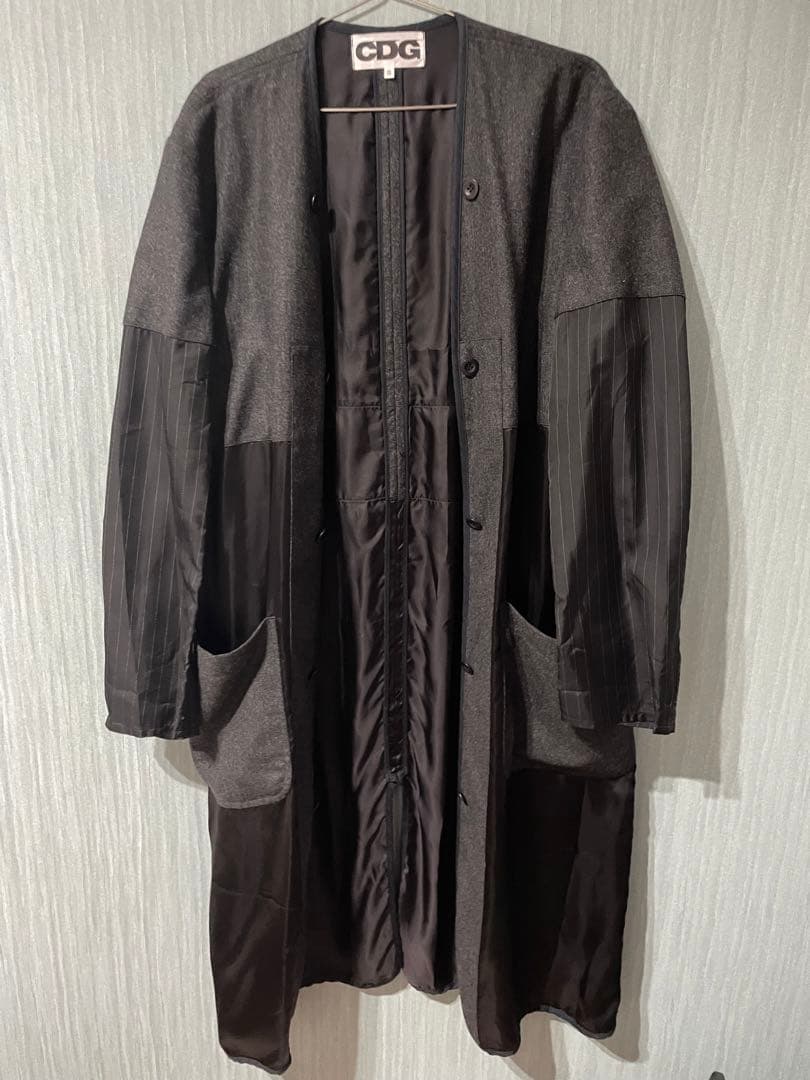 18AW CDGロゴノーカラー ライナーコート CDG