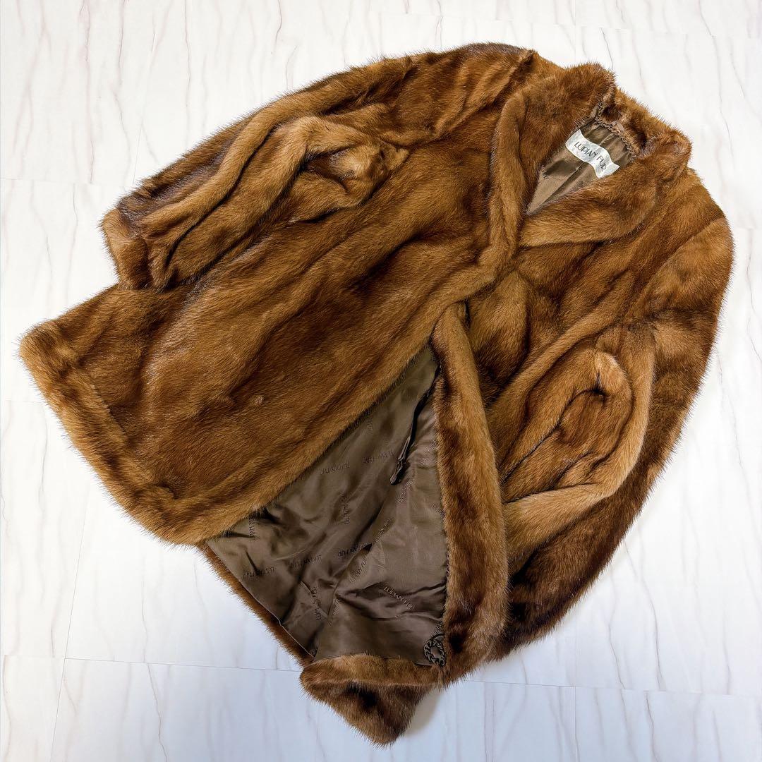 《美品》LUPIAN FUR リアルミンクファーコート キャメルブラウン 13