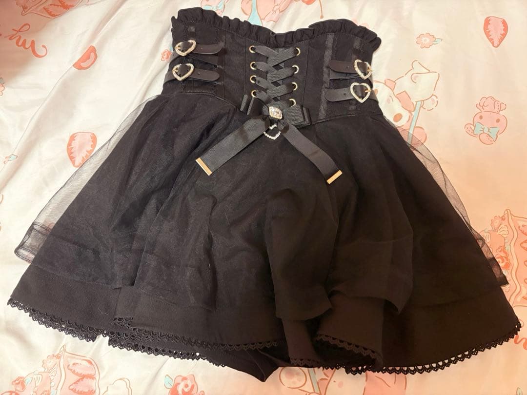 LIZ LISA レースアップコルセットライクスカパン（ブラック）