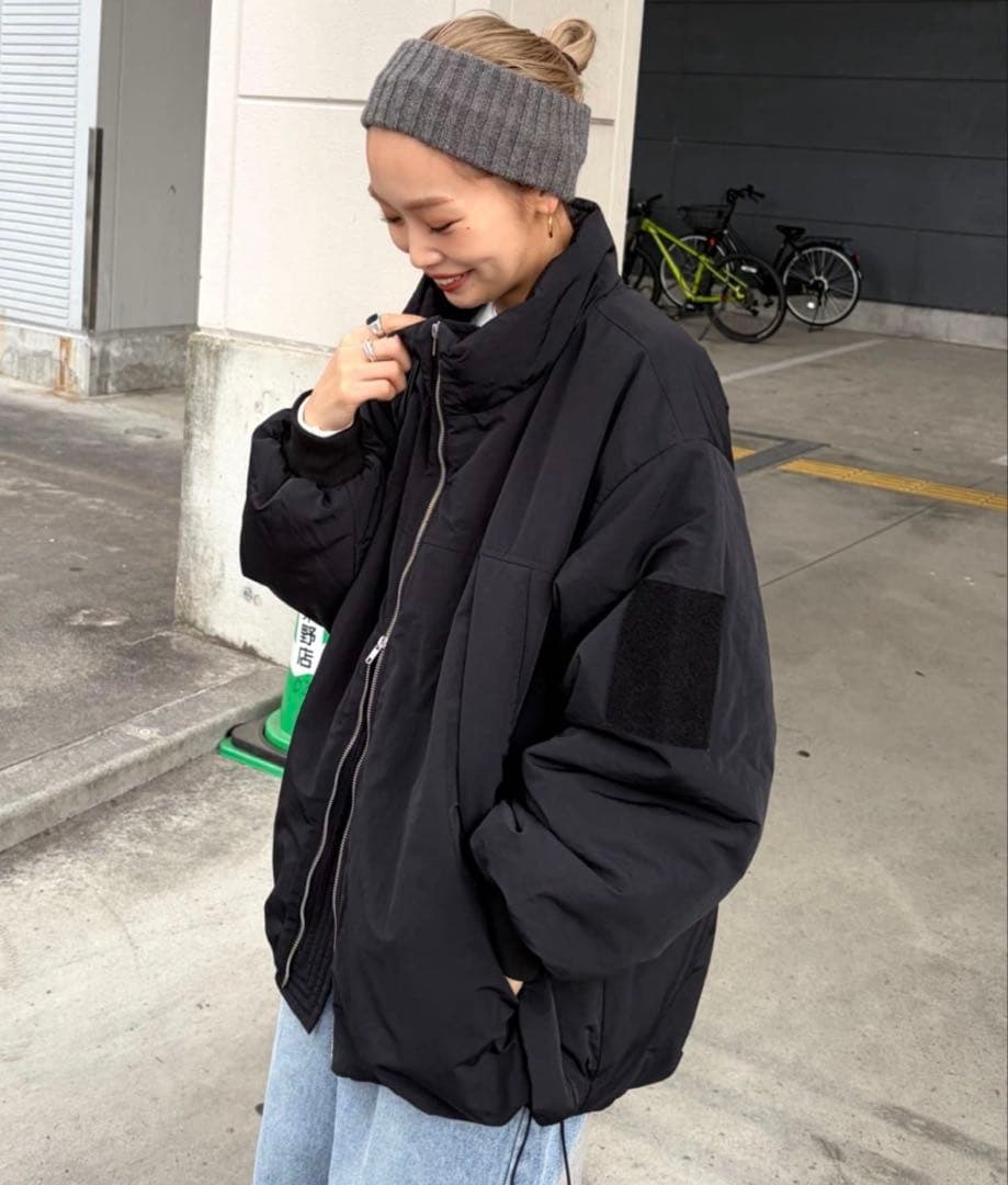 新品 パルクロ限定 PON企画中綿スタンドカラージャケット ブラック