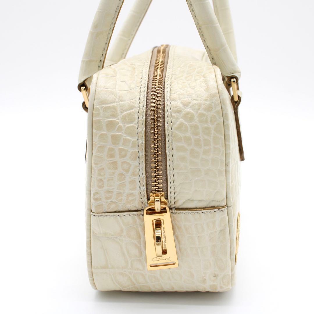 【美品】ADMJ クロコ型押し ミニボストンバッグ ハンドバッグ 2way