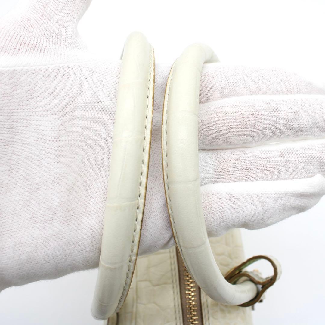 【美品】ADMJ クロコ型押し ミニボストンバッグ ハンドバッグ 2way