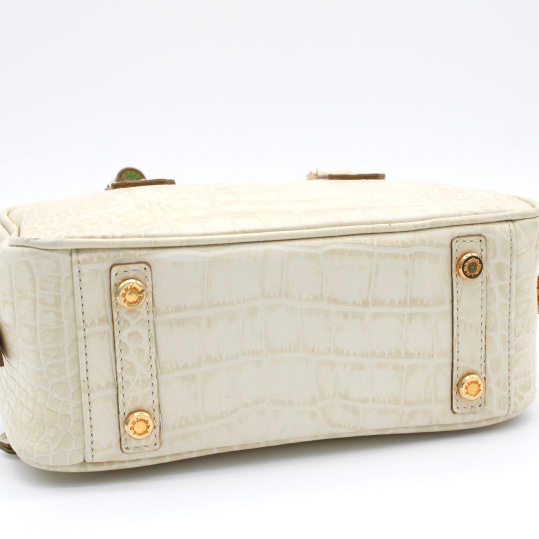 【美品】ADMJ クロコ型押し ミニボストンバッグ ハンドバッグ 2way