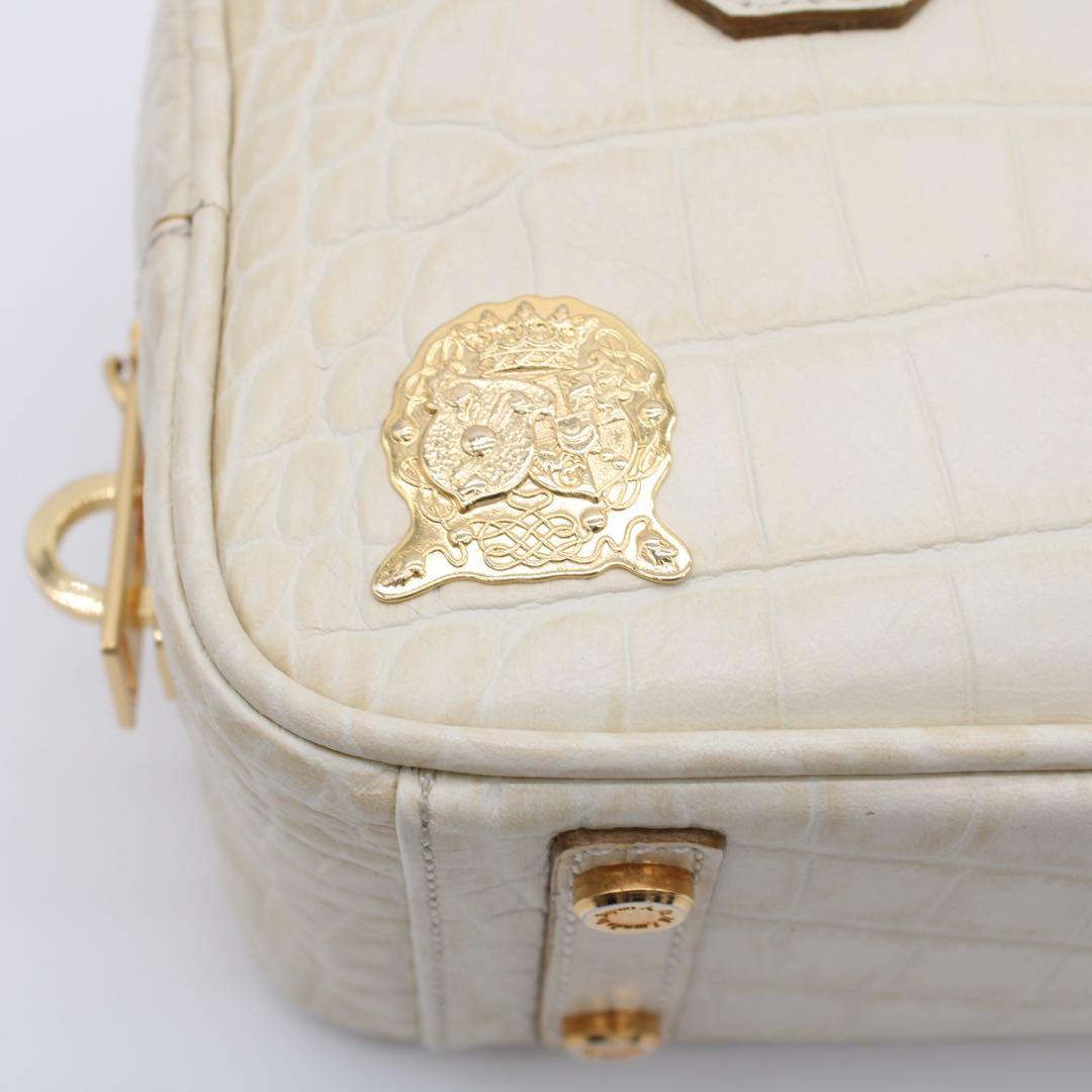 【美品】ADMJ クロコ型押し ミニボストンバッグ ハンドバッグ 2way