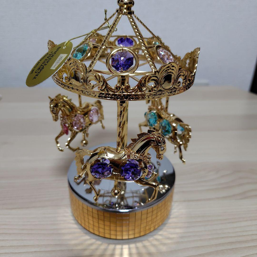 スワロフスキー　オルゴール　メリーゴーランド　タグ付き