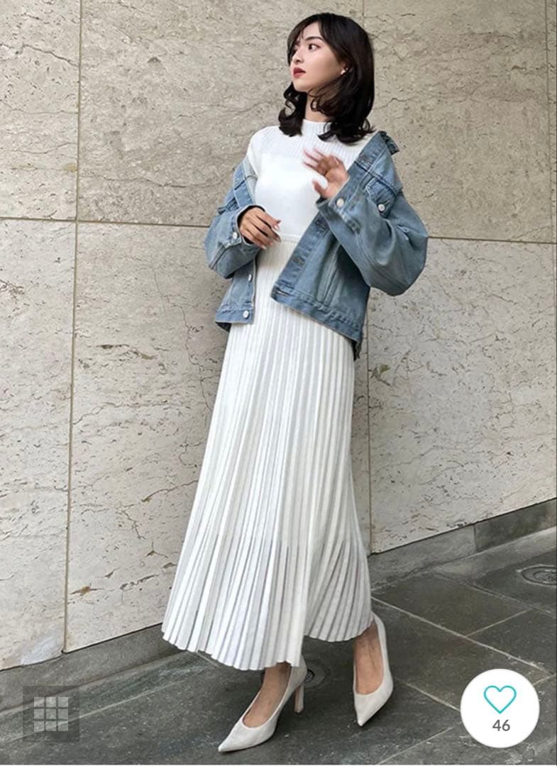 ボトルネックシアーニットワンピース （WHITE）