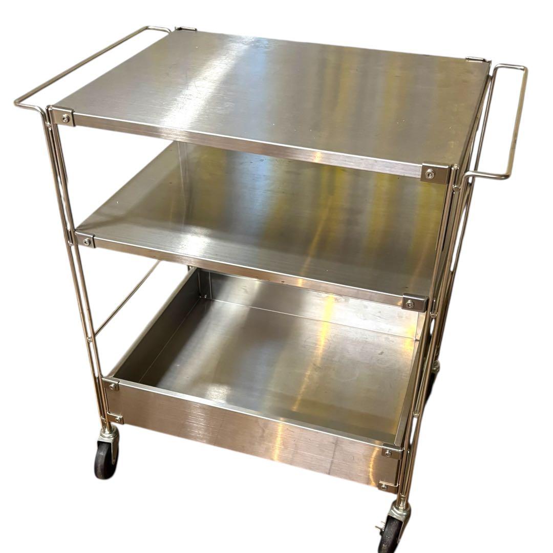 無印良品 ステンレスユニットシェルフ ワゴンセット キャスター付き 3段