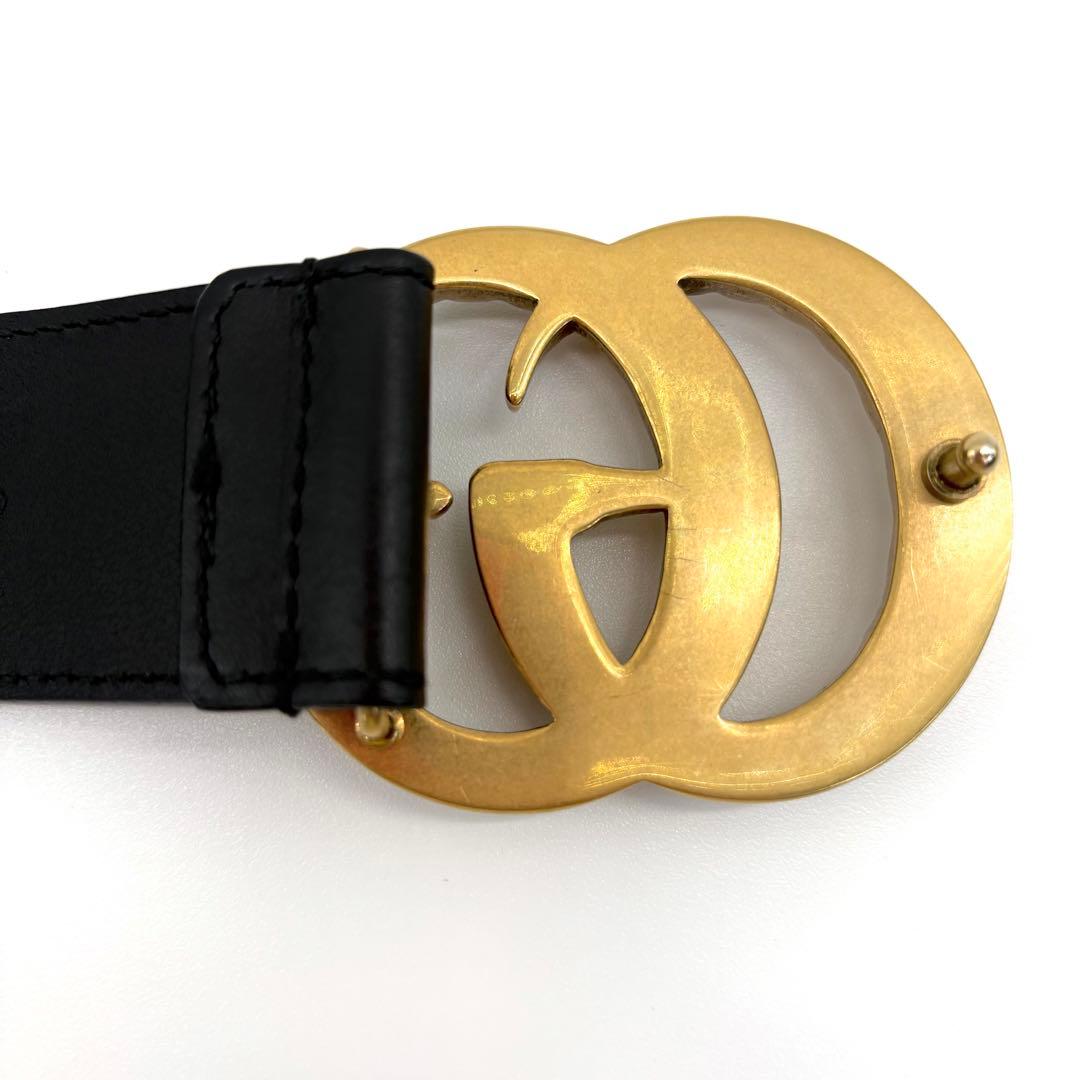 【極美品】GUCCI ベルト　GGマーモント　ビーズ　ダブルG　パール　装飾