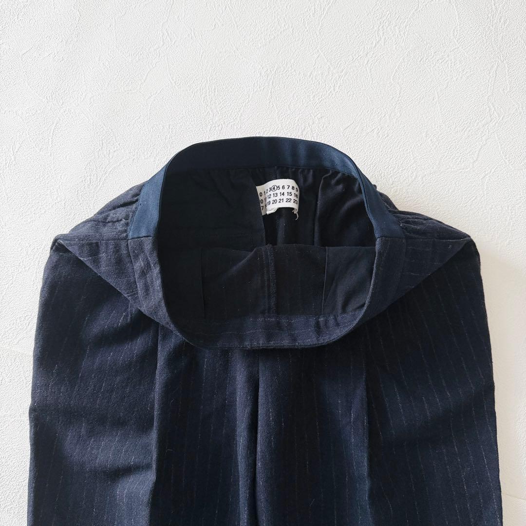 2766Z 美品 メゾンマルジェラ ウールフランネルボリュームパンツ 紺