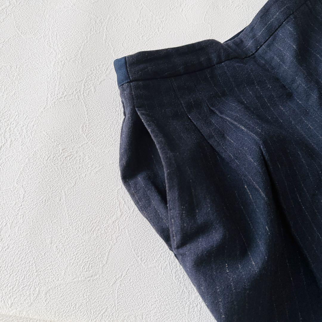 2766Z 美品 メゾンマルジェラ ウールフランネルボリュームパンツ 紺