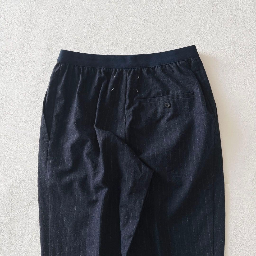 2766Z 美品 メゾンマルジェラ ウールフランネルボリュームパンツ 紺
