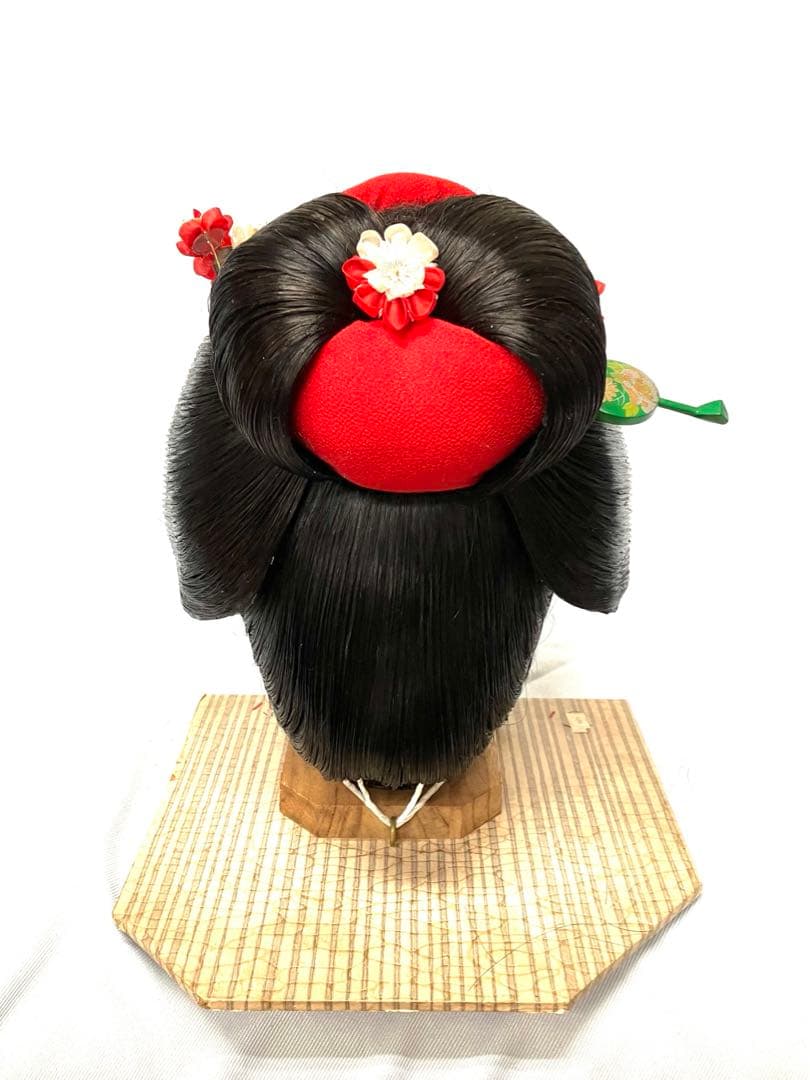 桃割れ、中小サイズ、中古舞踊かつら、日本髪かつら、大衆演劇かつら、簪、ケース付き