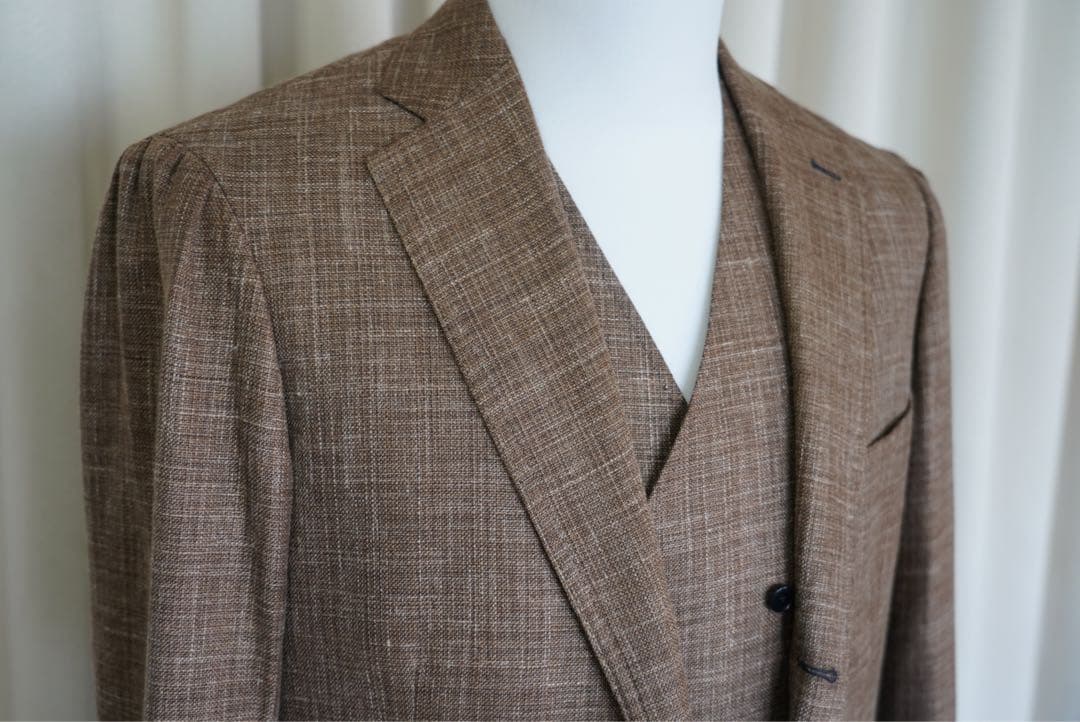 ロロピアーナ　3ピーススーツ　ブラウン　サマータイム