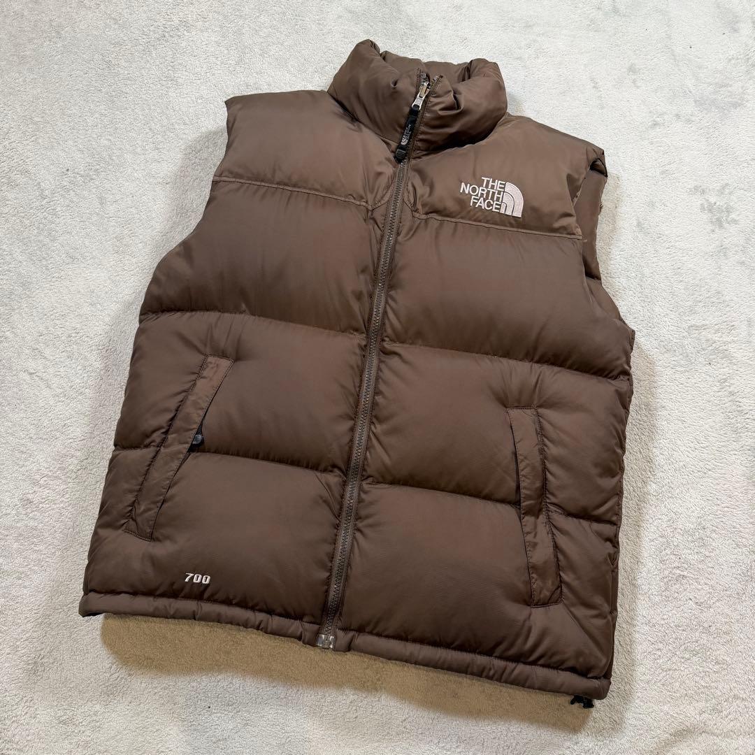 ザノースフェイス　ヌプシ　ダウンベスト　センターロゴ　ブラウン　700フィル