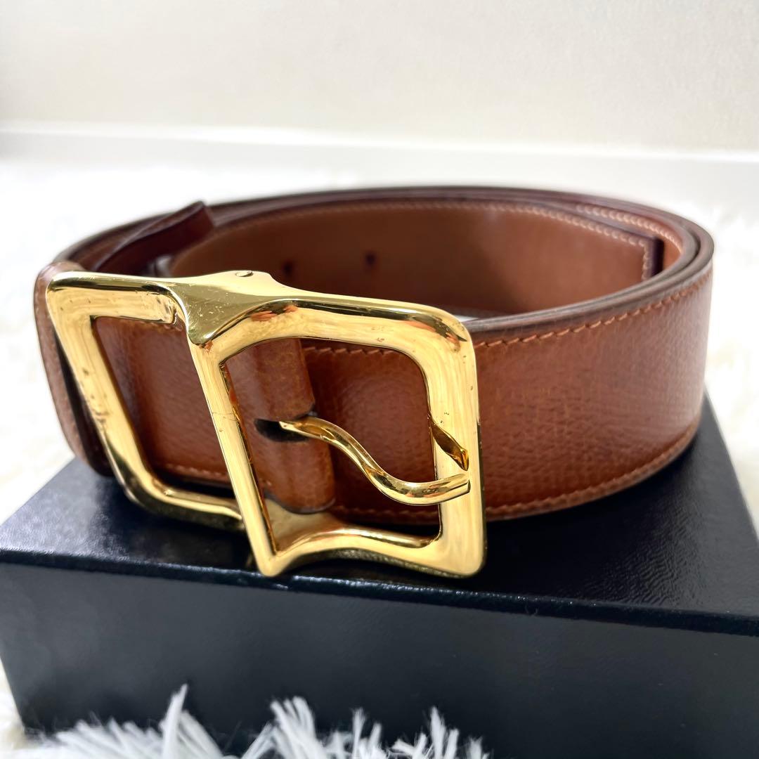 エルメス　HERMES レディース　ベルト　ブラウン　ゴールドバックル