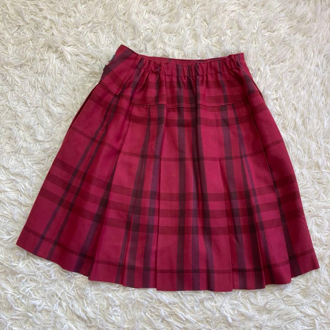 美品✨バーバリー　セットアップ　170 卒業式　ノバチェック　プリーツ　グレー