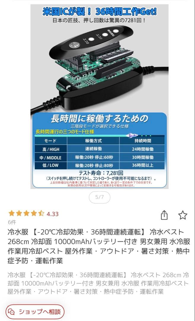 冷水服　男女兼用