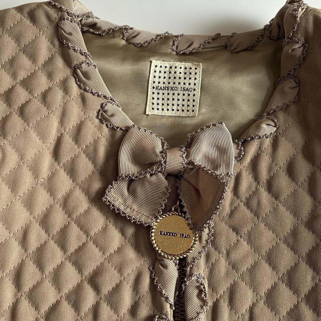 ヴィンテージ カネコイサオ リボン レース キルティング ブルゾン アウター