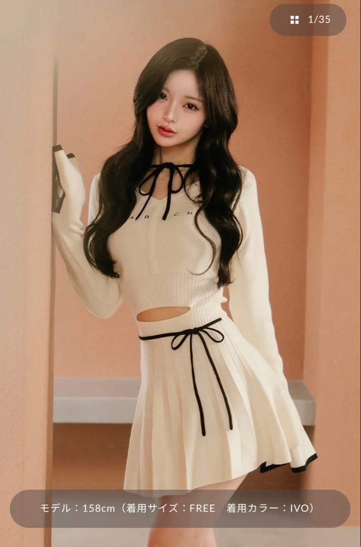 ウエストオープンリボンデザインニットミニワンピース Darich ダーリッチ