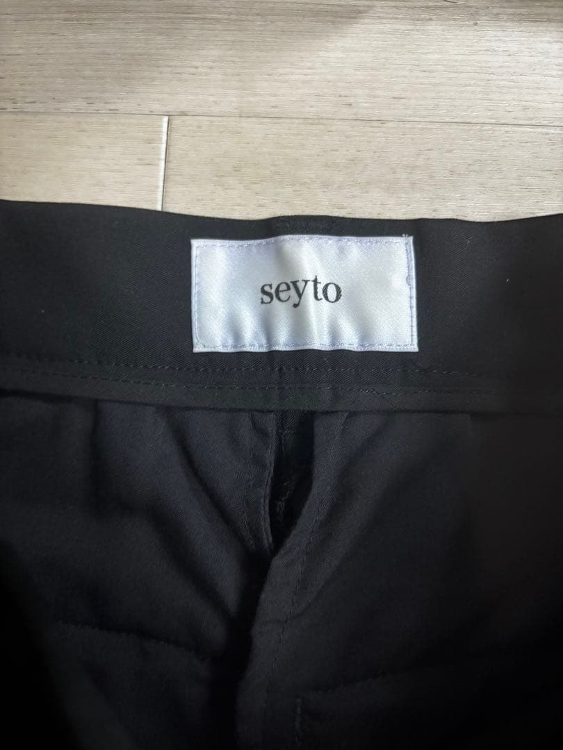 seyto 4タックプリーツバギーフレアパンツ ブラック サイズ0