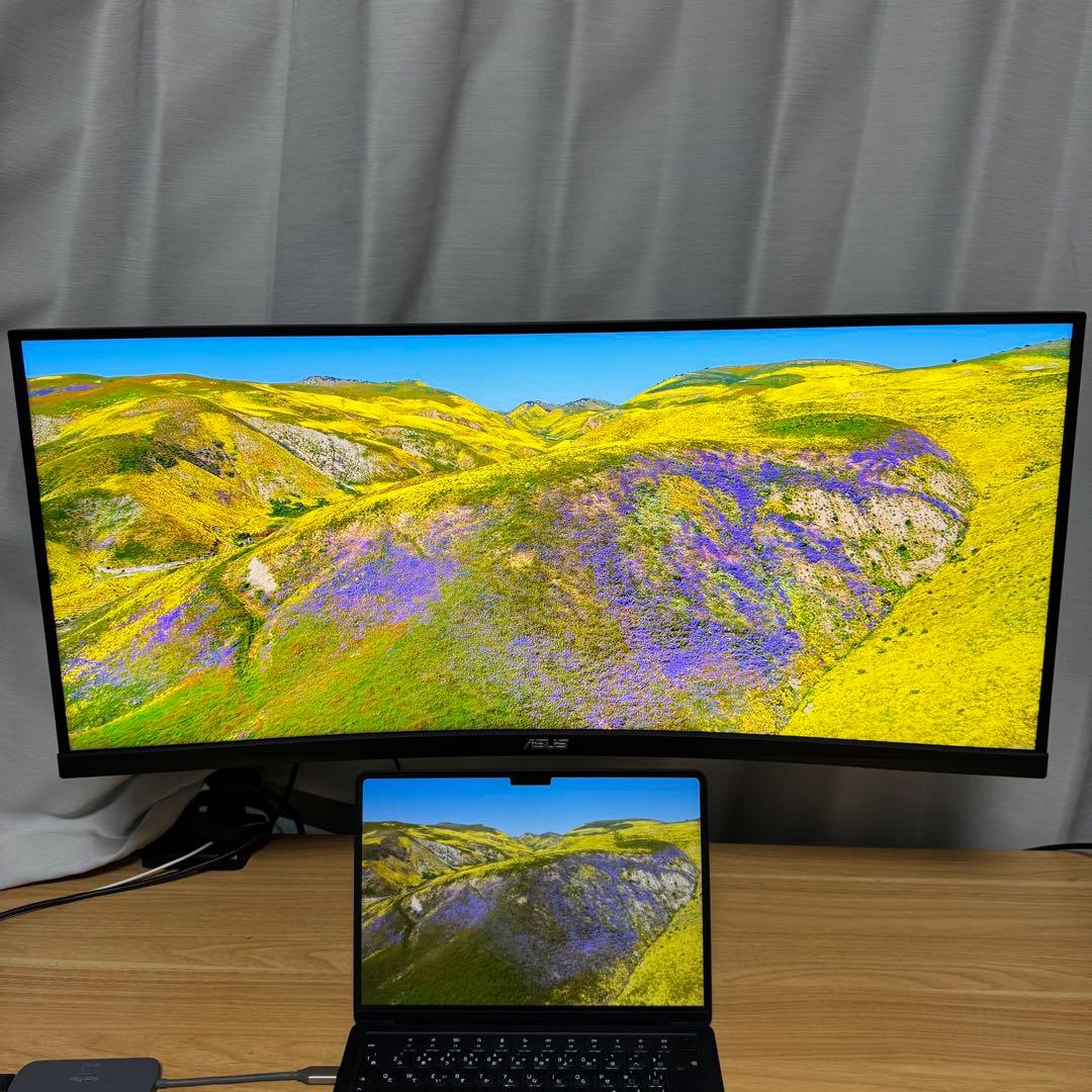【美品】ASUS ウルトラワイドディスプレイ　35インチ　曲面　湾曲　WQHD