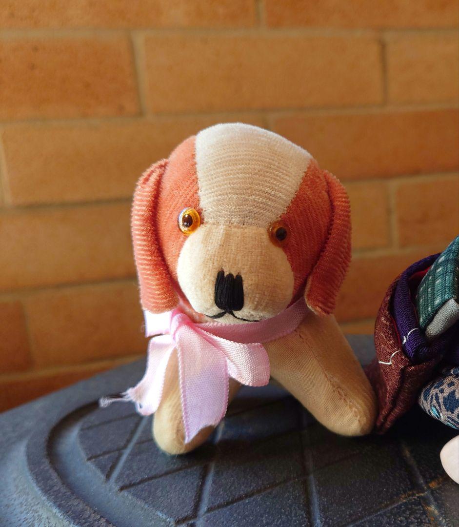 戦前 日本製　縞別珍（しまべっちん）の小犬　輸出用　アンティーク