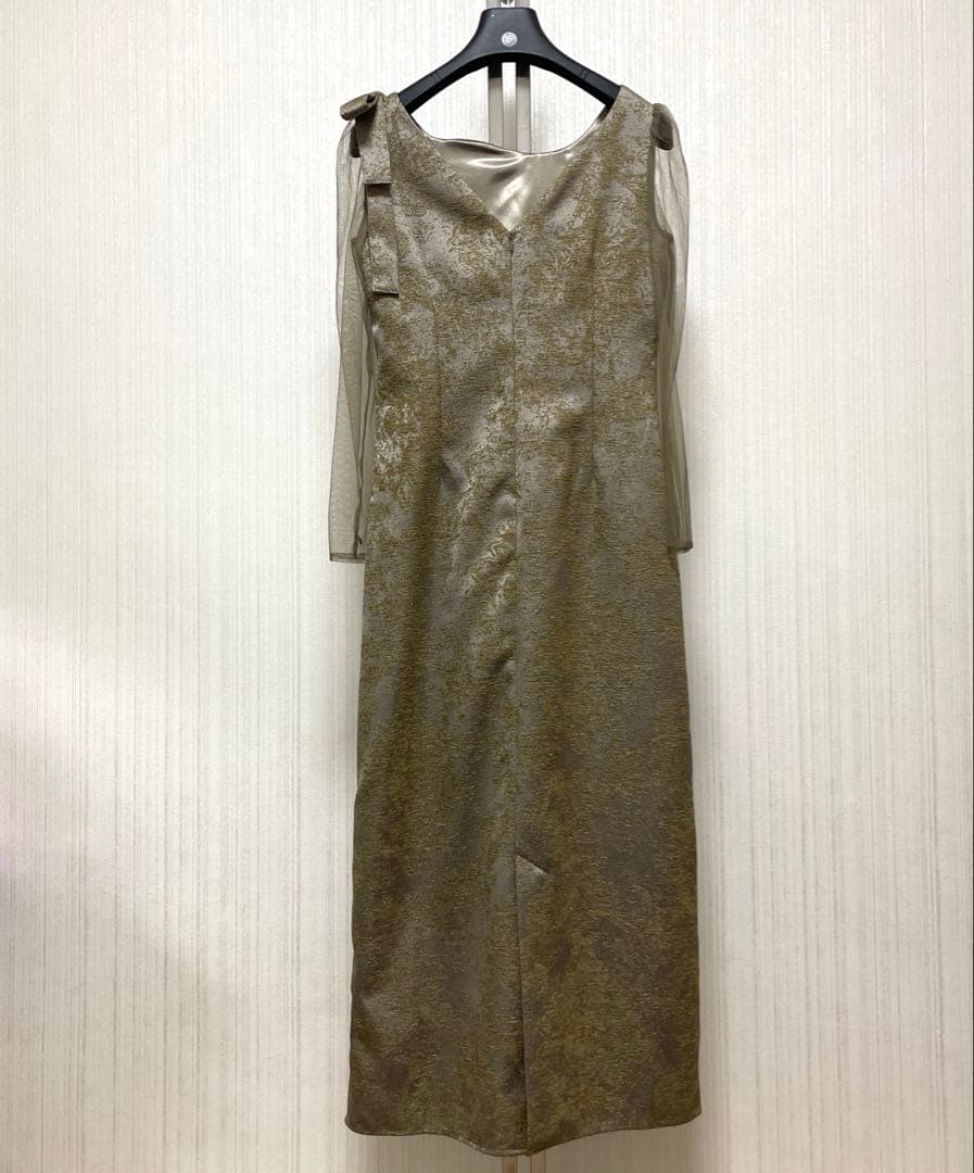 LE’RURE Shoulder ribbon jacquard dress