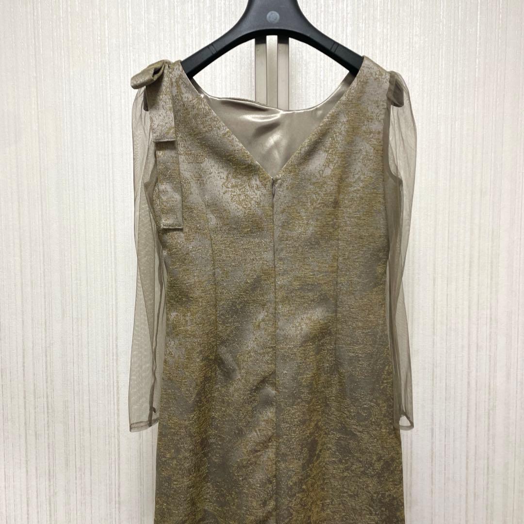 LE’RURE Shoulder ribbon jacquard dress