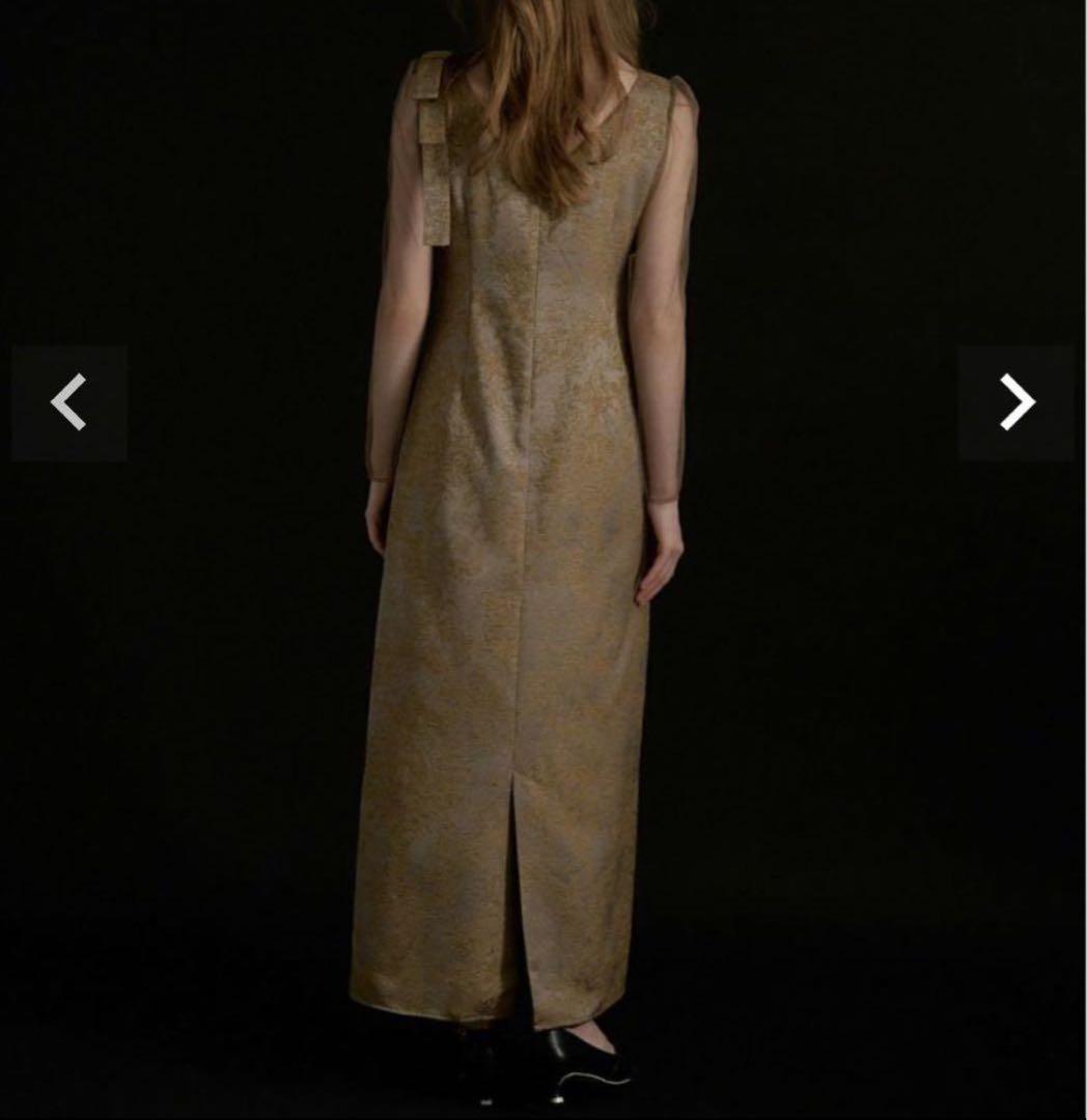 LE’RURE Shoulder ribbon jacquard dress