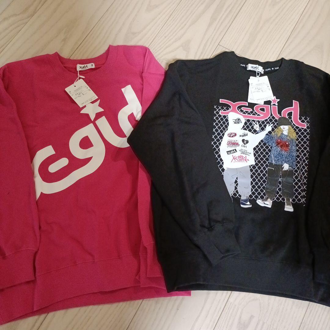 【未使用】x-girlステージス140 ピンク ブラック 2枚セット