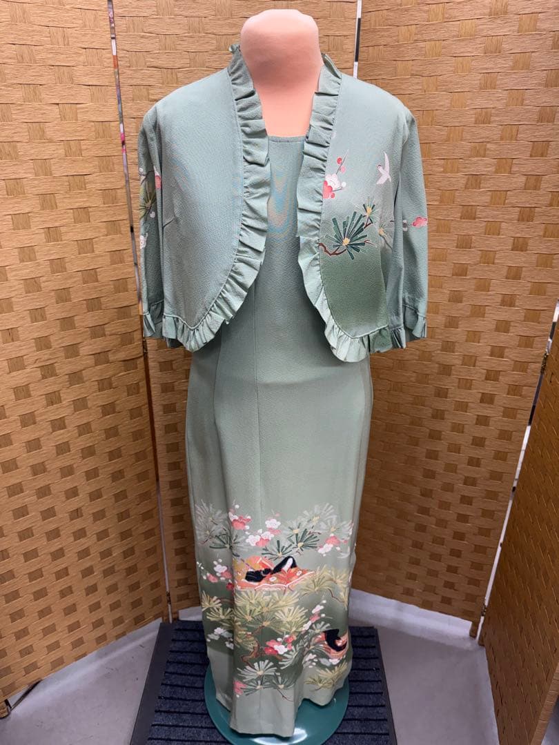 新品未使用品　訪問着　リメイク　ワンピース　ボレロ　ジャケット　3点セット