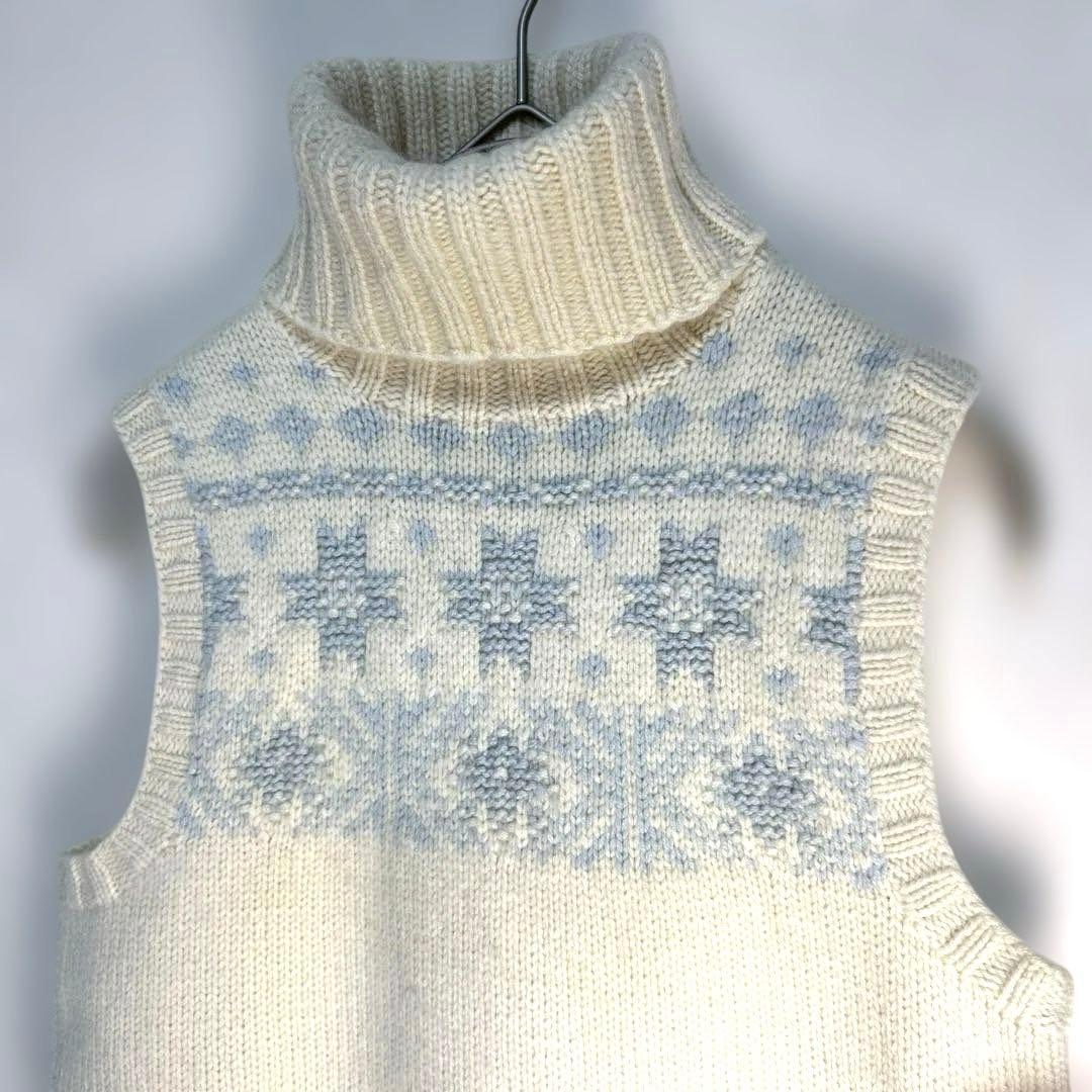 美品☆ラルフローレン カシミヤ100％ ニットベスト 雪柄 アイボリー 激レア