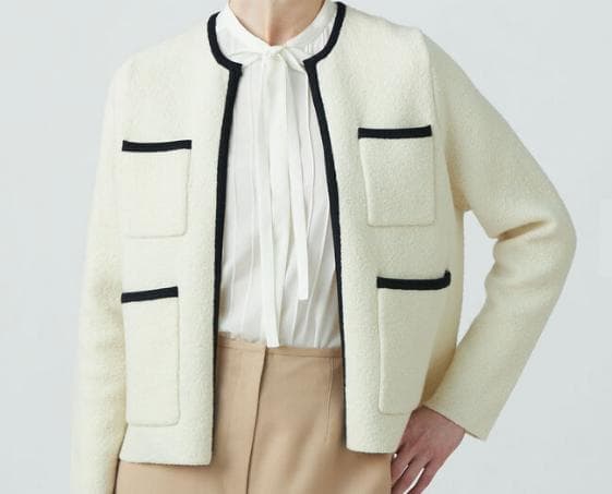 美品 ボールジィ ブークレーニット ウール カーディガン ホワイト