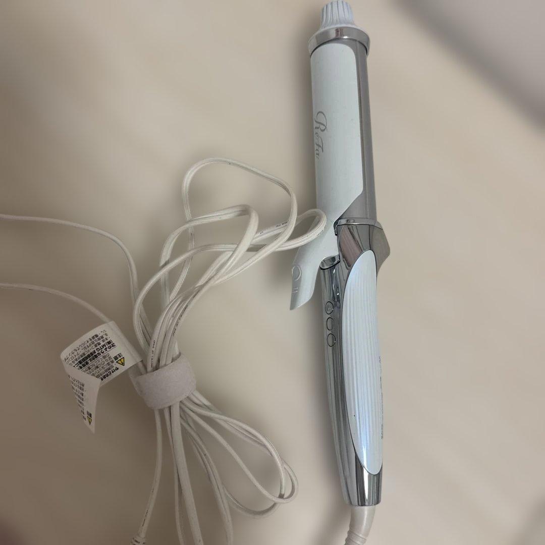 ホワイト カールヘアアイロン 38ミリ温度調整機能付き