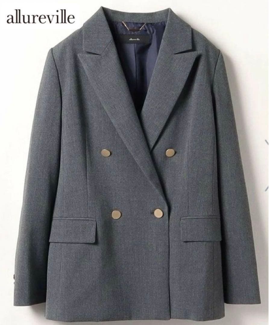 allureville リオペルダブルブレストジャケット　S 金ボタン　グレー