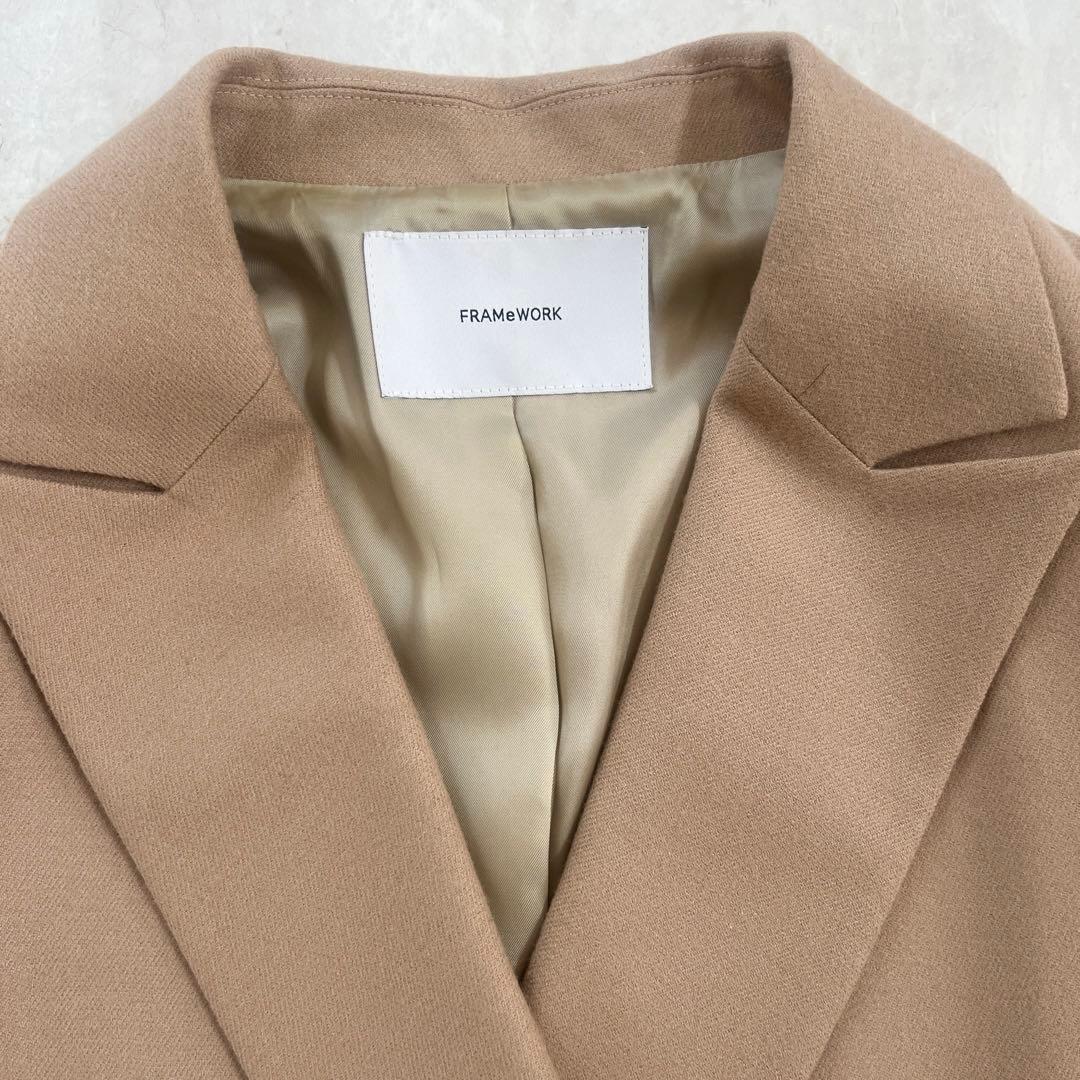 フレームワーク　ダブルブレストジャケット カシミヤ混 金ボタン ベージュ
