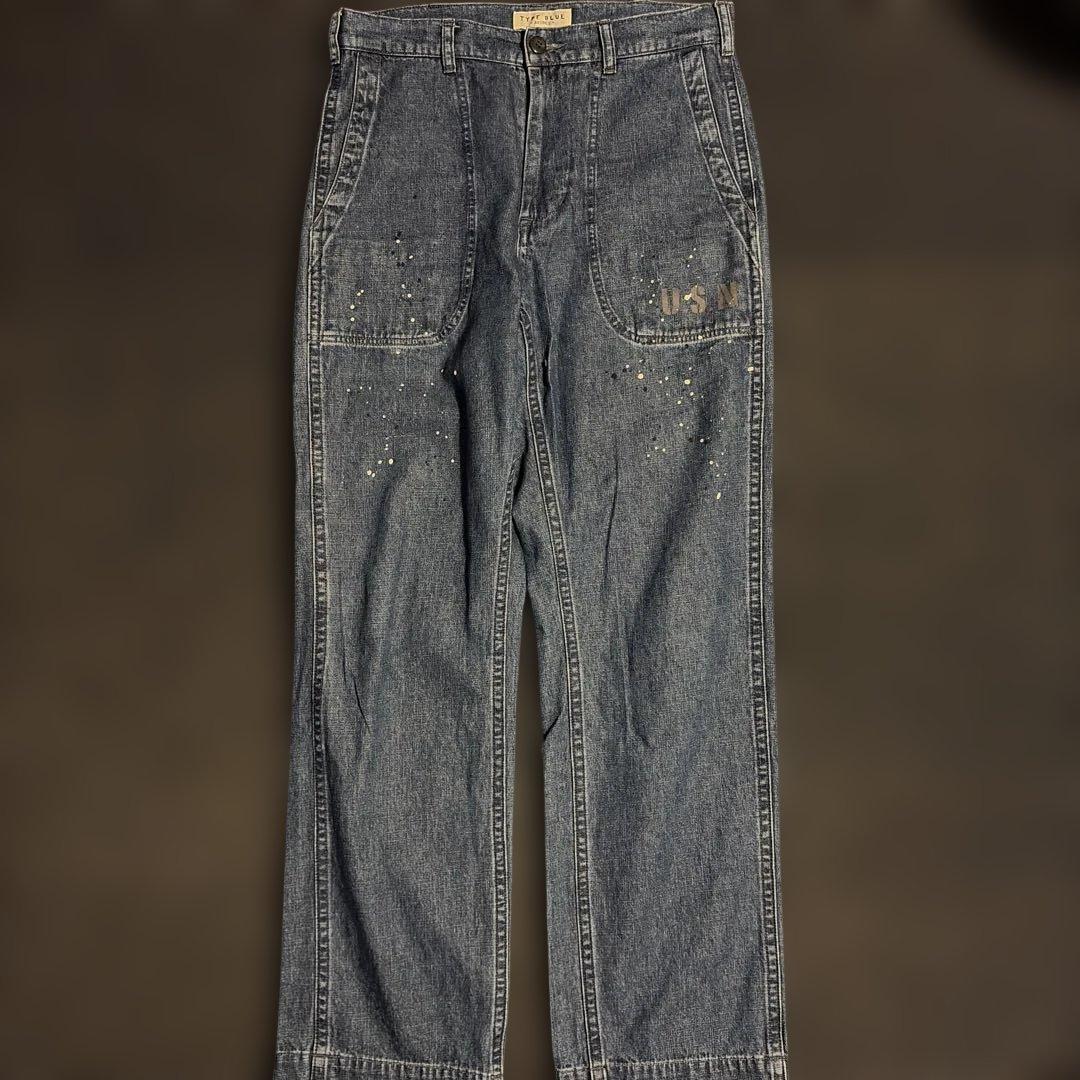 美品AVIREX TYPE BLUE 2本セット ペイント パッチワークデニム