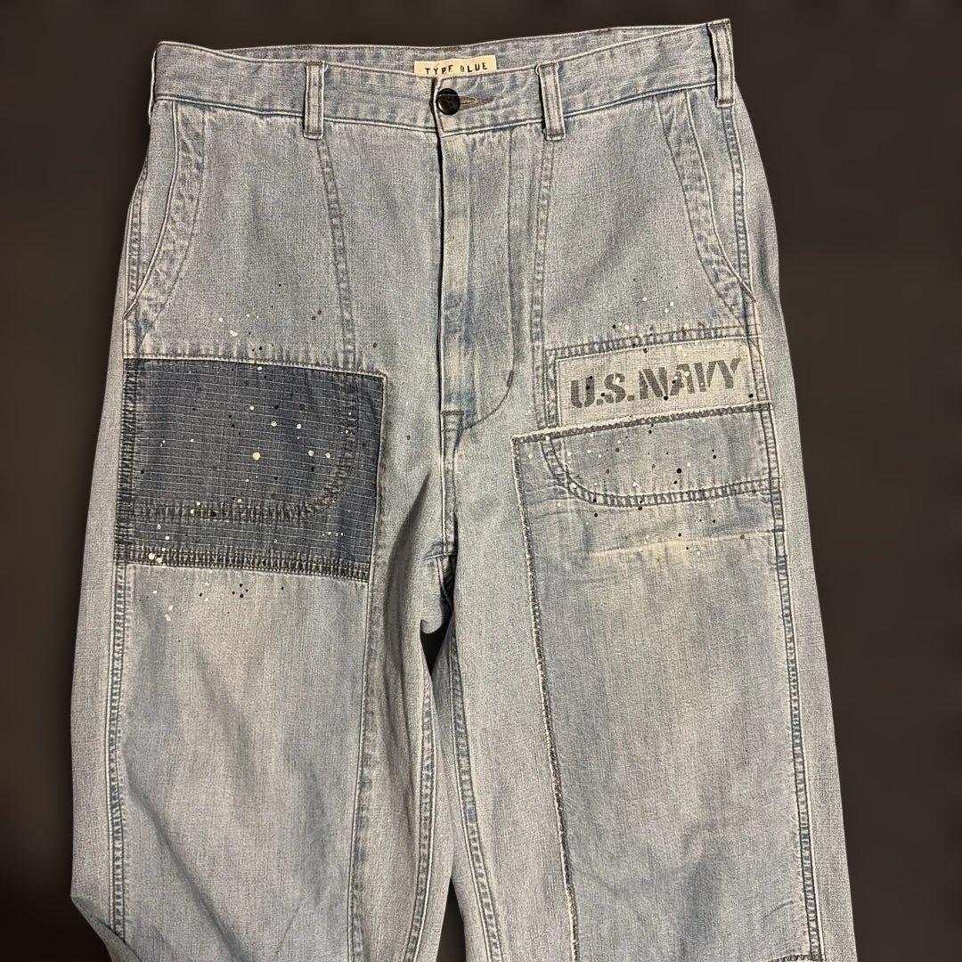 美品AVIREX TYPE BLUE 2本セット ペイント パッチワークデニム